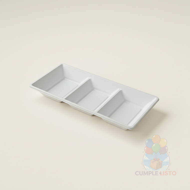 Dúo 2 Bandejas Plásticas Blancas 3 Compartimentos 2