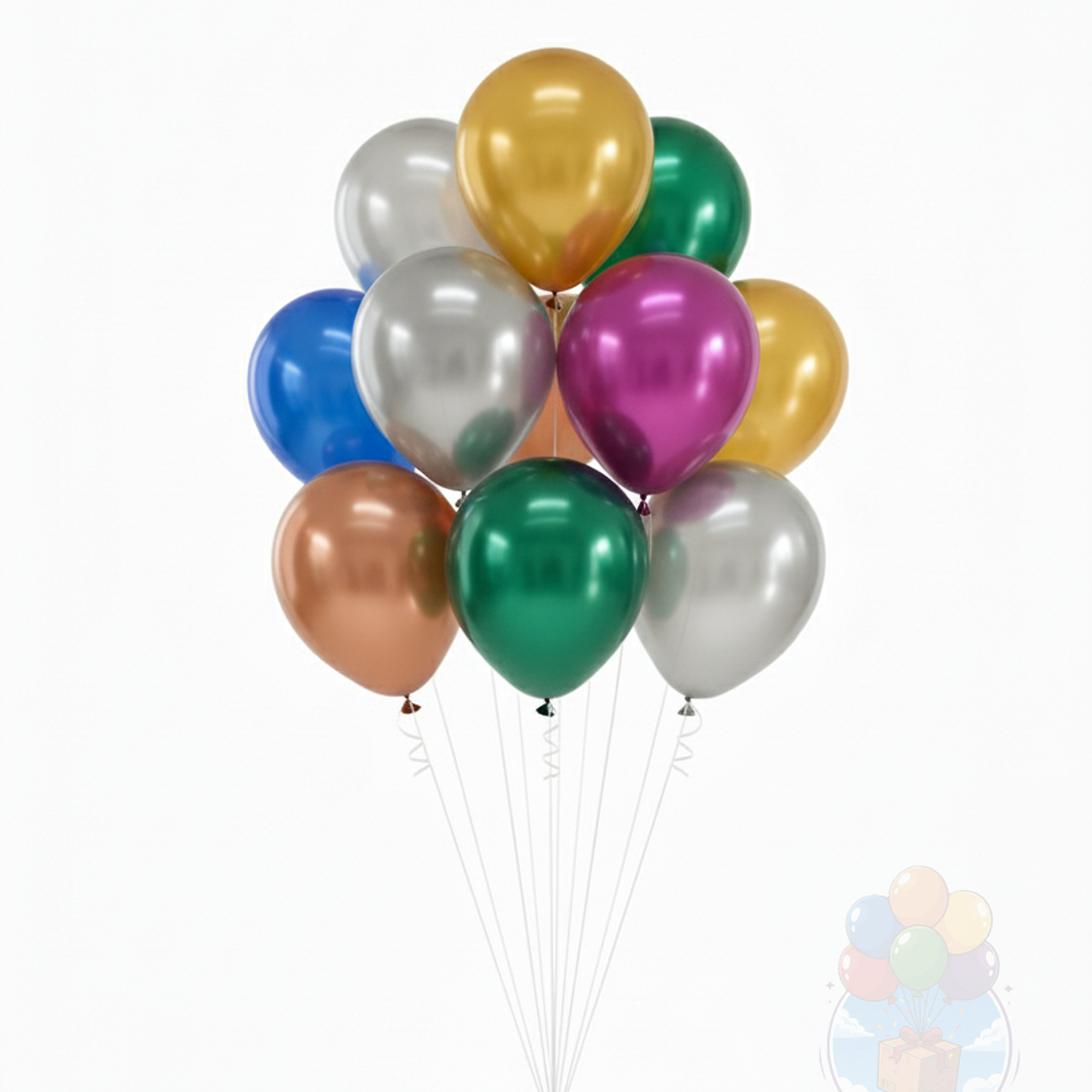 12 Globos Látex Metalizado Surtidos y Brillantes 2