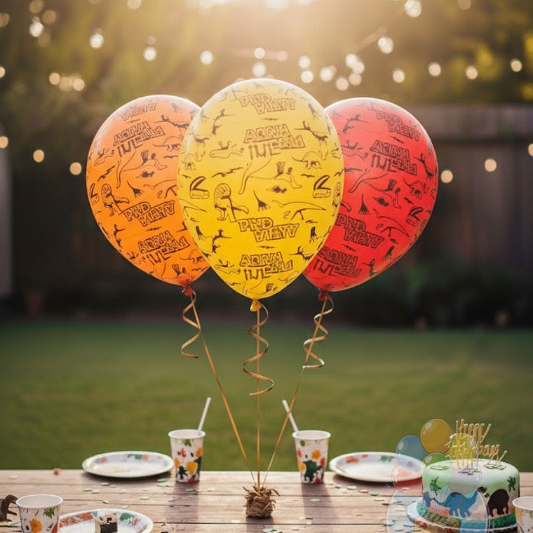 12 Globos Látex Dinosaurio Surtidos para Fiesta 1