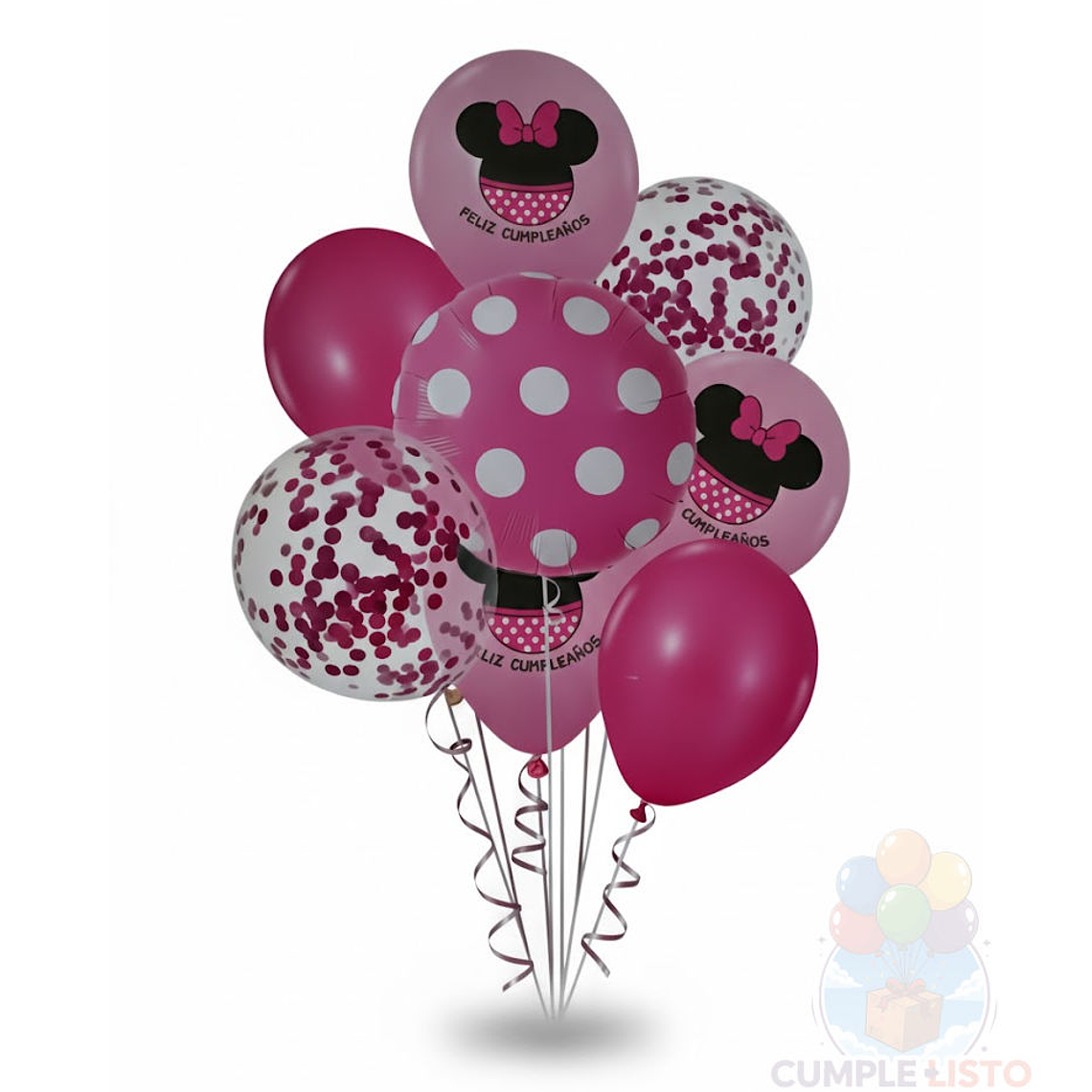 Bouquet 8 Globos Minnie Mouse Rosa Mylar y Látex 1