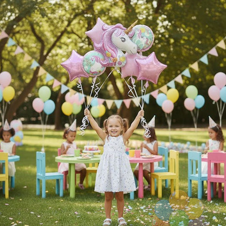 Bouquet 5 Globos Foil Unicornio Gigante Metalizados 1