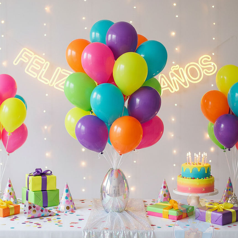 25 Globos Látex Color Neón (23 cm) para Fiestas 1