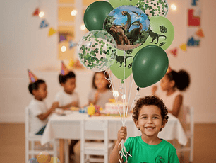 Bouquet 7 Globos Látex Dinosaurio para Fiesta