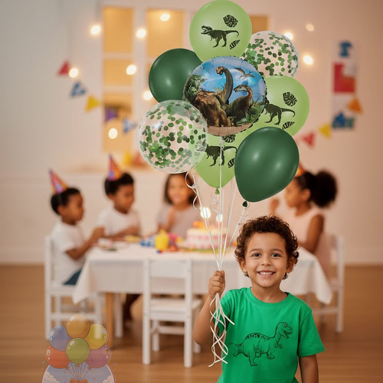 Bouquet 7 Globos Látex Dinosaurio para Fiesta 1