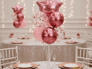 Set Pedestal Globos Rosa Metálico Reutilizable (7 Pcs)