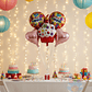 Set 5 Globos Mylar Cupcake Rojo y Corazones Rosados - Miniatura 1