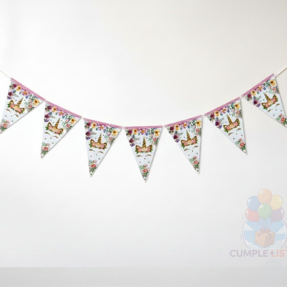 Banderín Unicornio Floral para Fiestas y Decoración 2