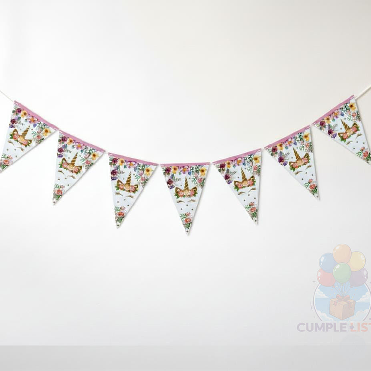 Banderín Unicornio Floral para Fiestas y Decoración 2