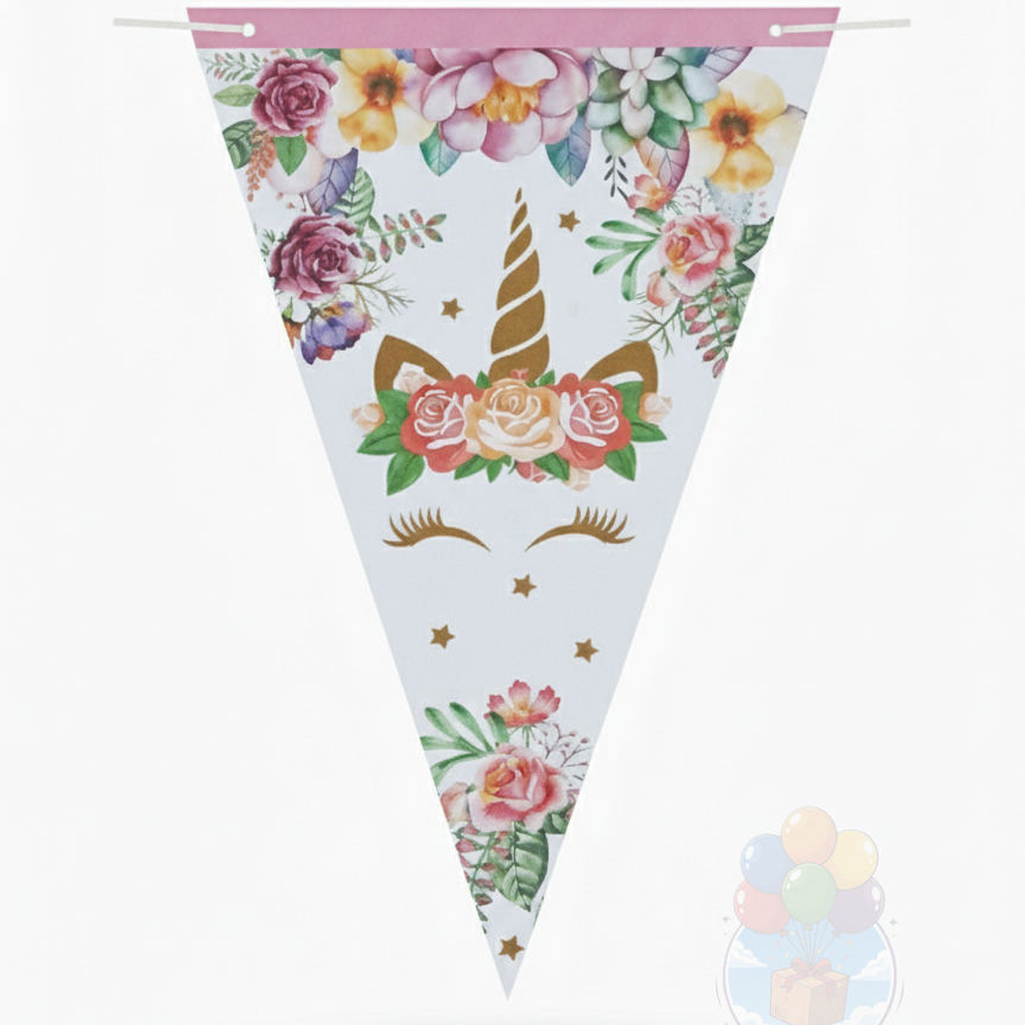 Banderín Unicornio Floral para Fiestas y Decoración 3