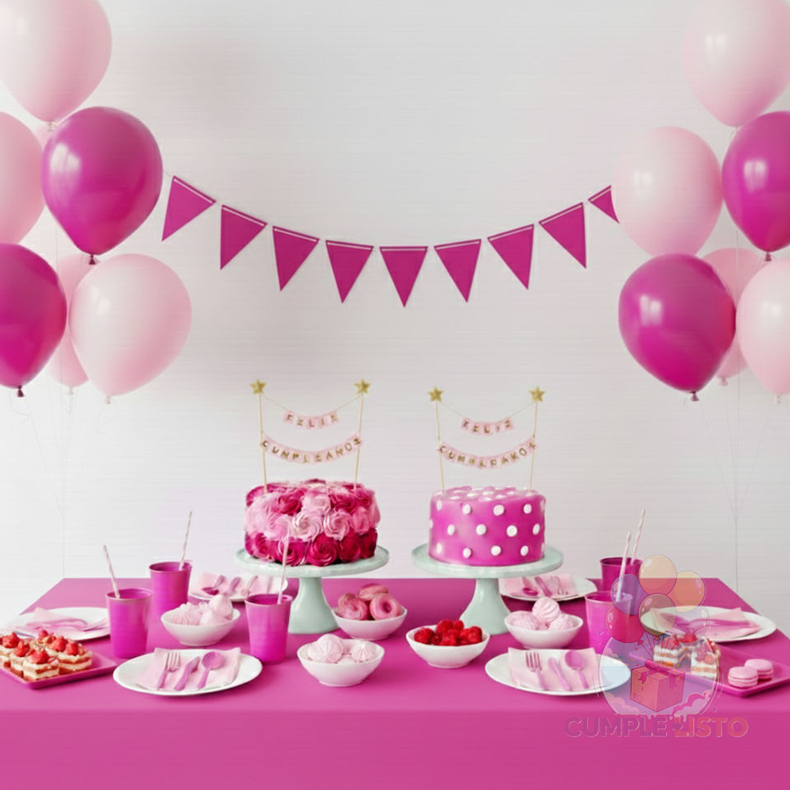 Banderin Triangular Liso Fucsia 1