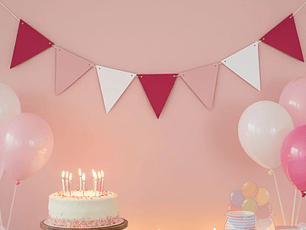 Banderin Triangular Lisos Fucsia, Rosado y Blanco