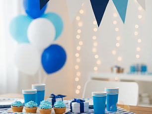 Banderines Triangulares Lisos Azul, Celeste y Blanco