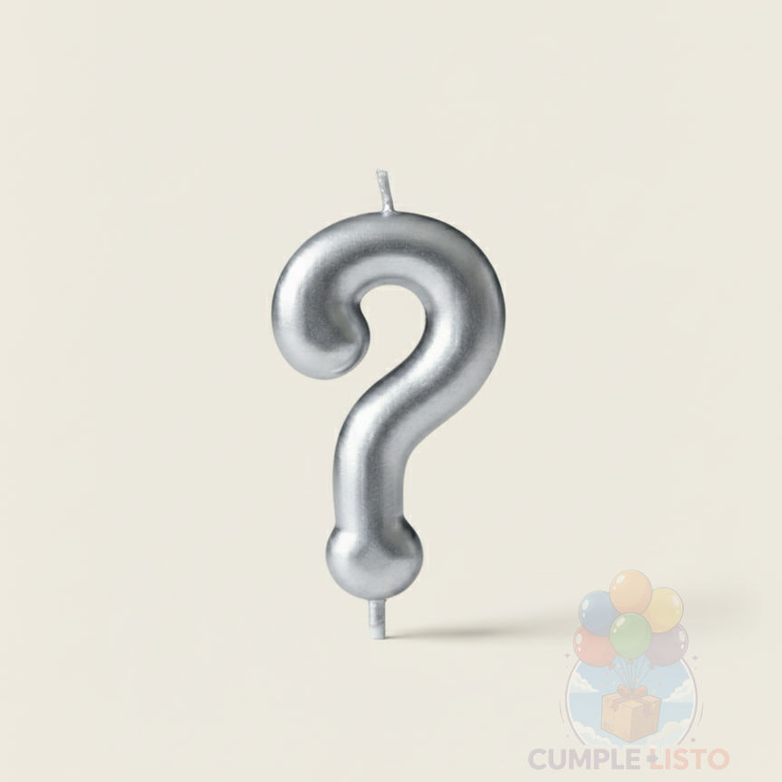 Vela Signo de Interrogación Plateado 2