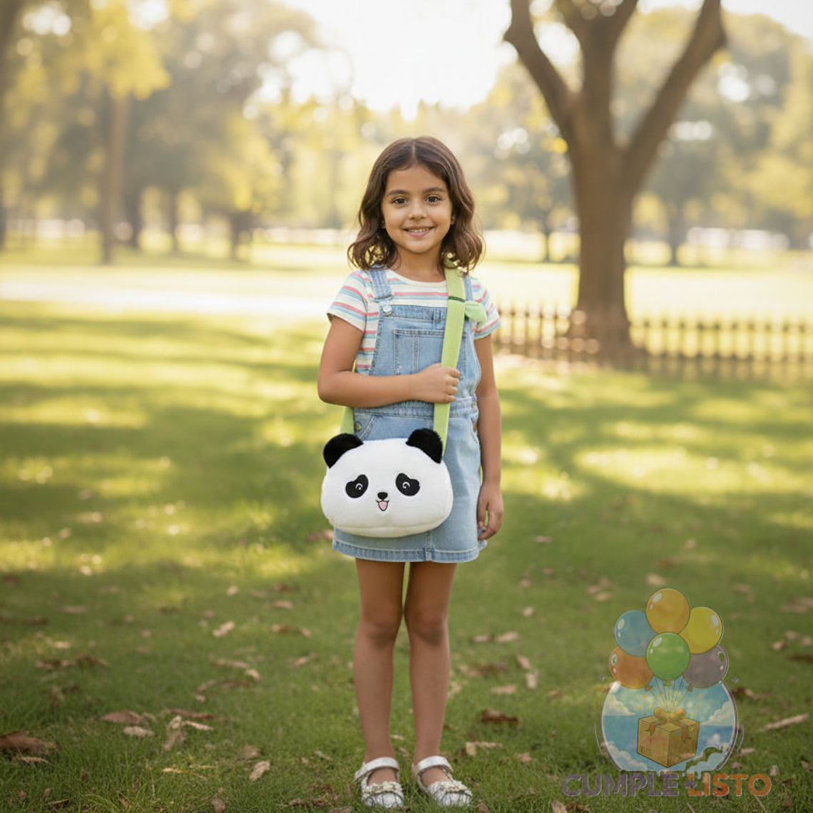 Cartera Peluche Panda Kawaii, con Cierre y Correa. 1