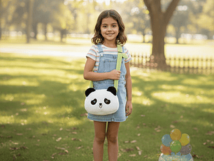 Cartera Peluche Panda Kawaii, con Cierre y Correa.