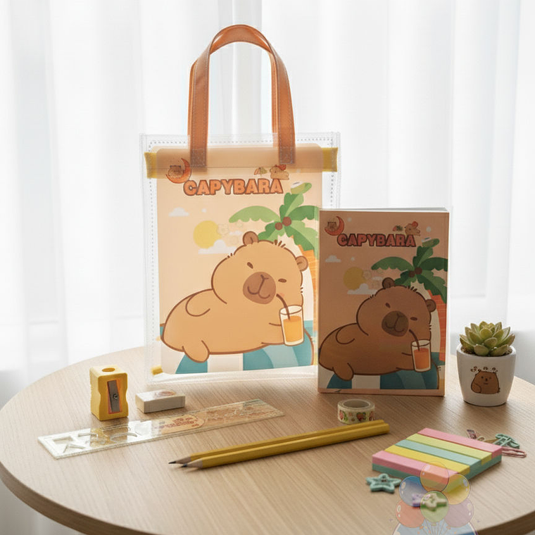 Set Utiles Capibara (Libreta, Goma, Lápices, Sacapuntas) 1