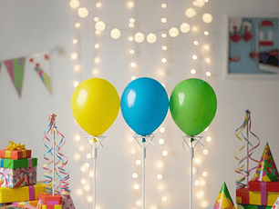 Varillas Porta globos x 3 con Base Flor 
