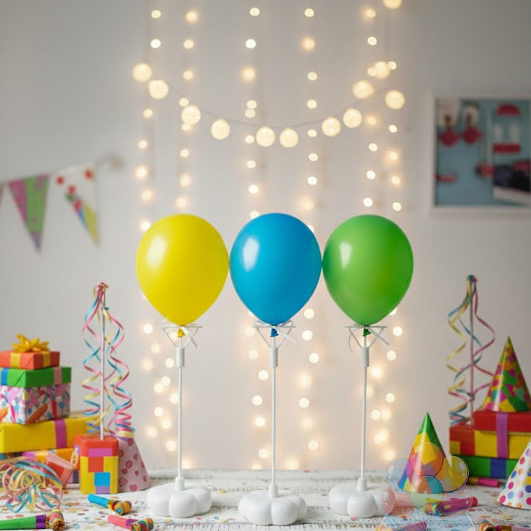 Varillas Porta globos x 3 con Base Flor  1