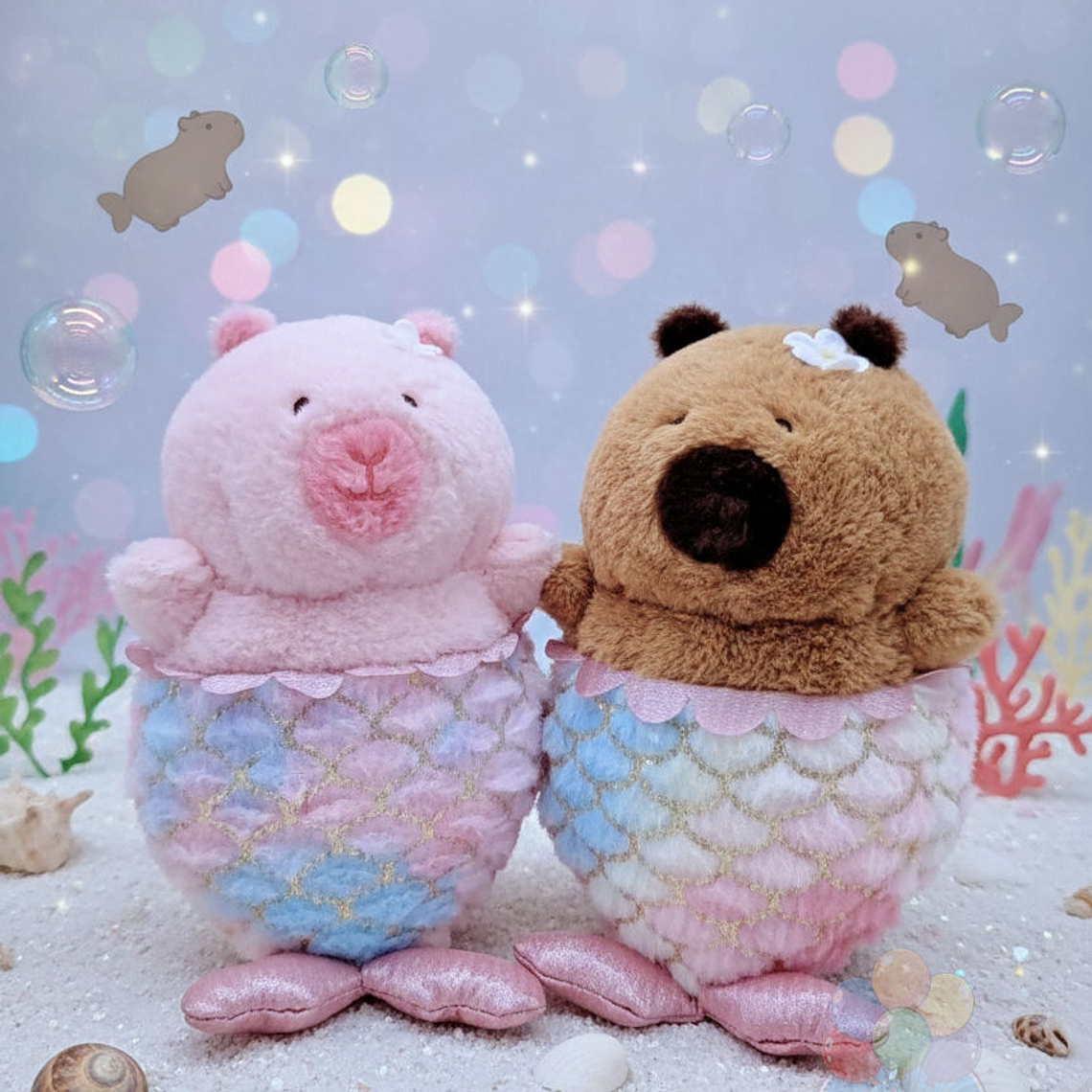  Capibara Sirena de Peluche: Rosado y Café Kawaii 1