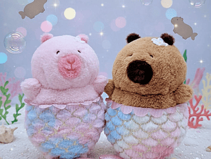  Capibara Sirena de Peluche: Rosado y Café Kawaii