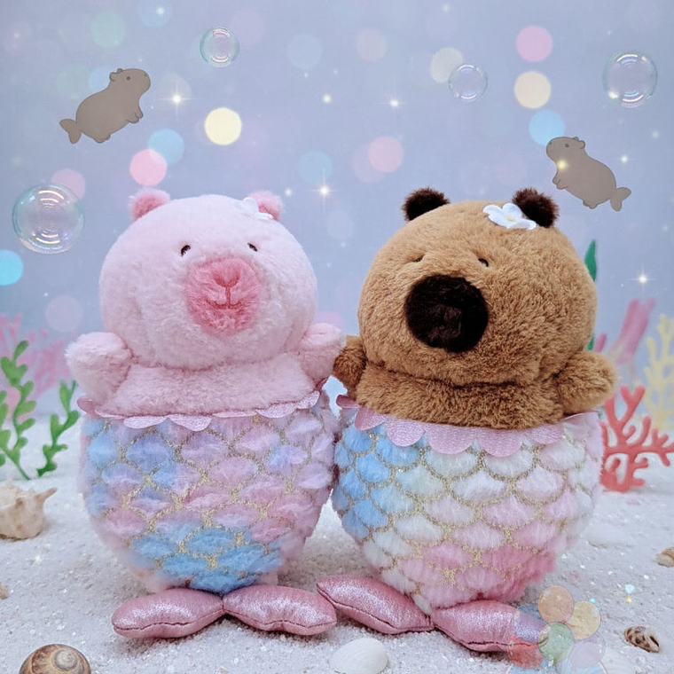  Capibara Sirena de Peluche: Rosado y Café Kawaii 1