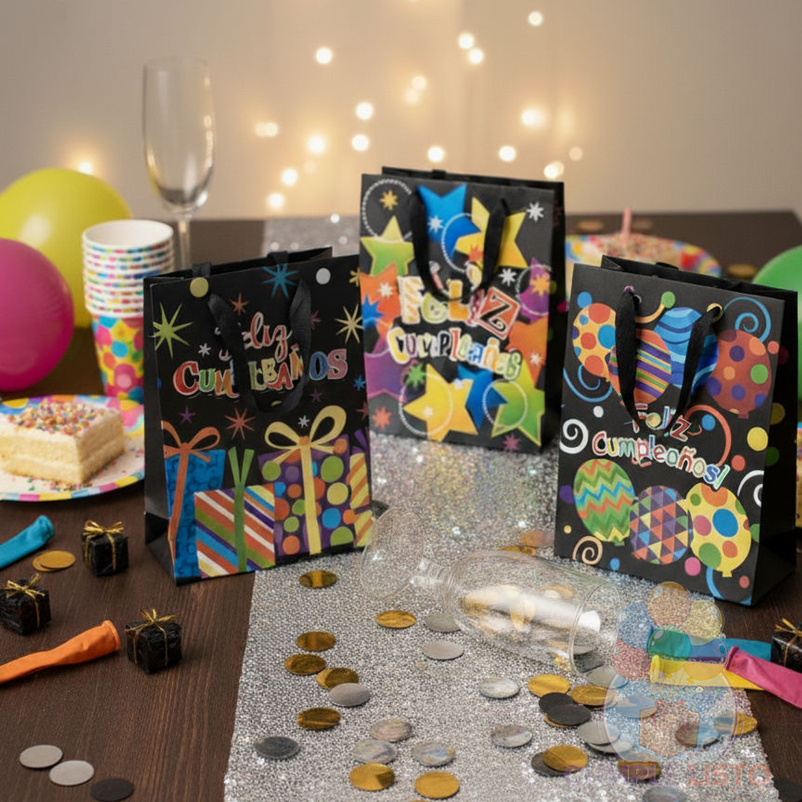 Bolsas Papel Cumpleaños Surtidas 18x24x9cm 1