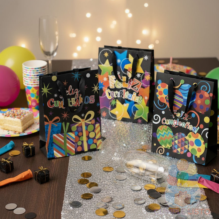 Bolsas Papel Cumpleaños Surtidas 18x24x9cm 1