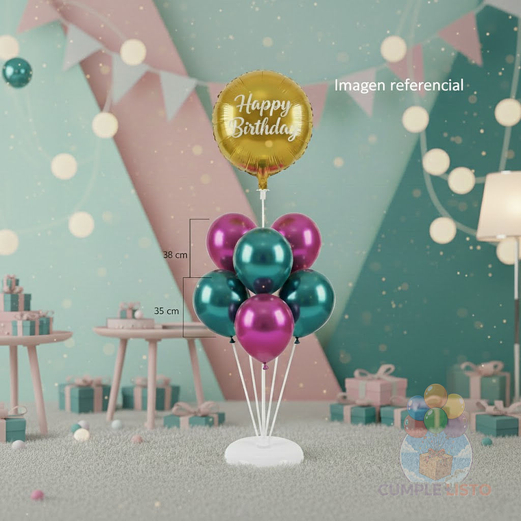 Pedestal Porta Globos 130cm Base Agua 7 Varillas 1