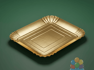 Bandeja Cartón Rectangular Metalizada Dorada 30 x 40 cm