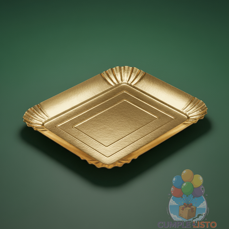 Bandeja Cartón Rectangular Metalizada Dorada 30 x 40 cm 1