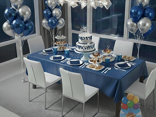 Azul y Plata Metálico Chic: Elegancia Nocturna