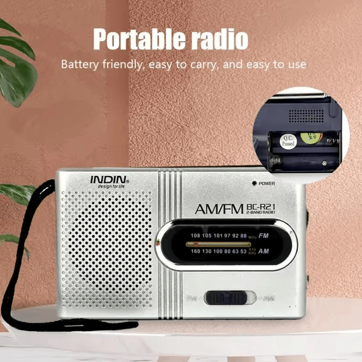 Mini Rádio Portátil FM/AM - 2 Pilhas AA 5