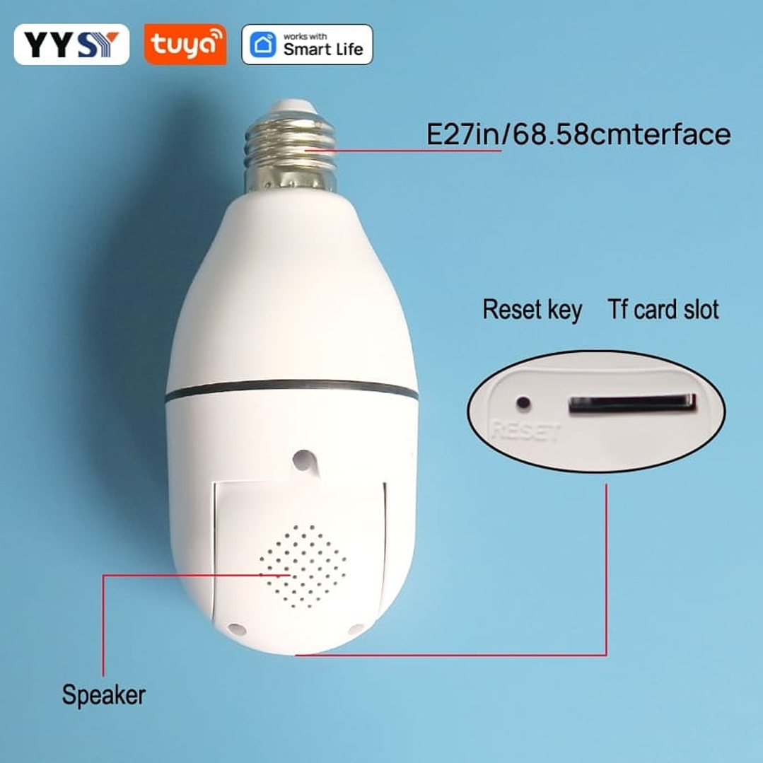 Câmera de Vigilância Inteligente Tuya Wi-Fi E27 3