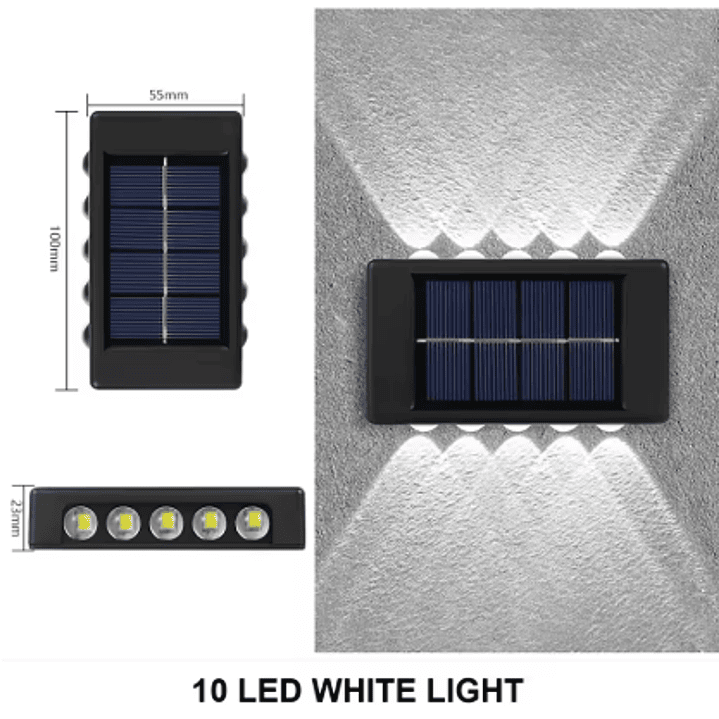 Lâmpada de Parede Solar para Exterior 10