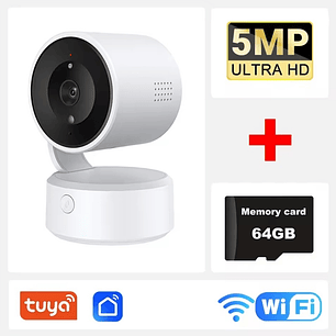 Câmera Inteligente Tuya 5MP 360° com Chamada de Um Toque 