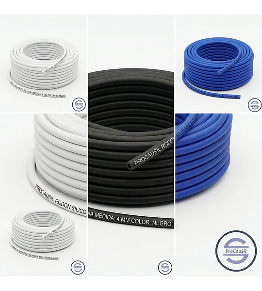 Rodon de Silicona Sección 4 mm Rollo 10 mts