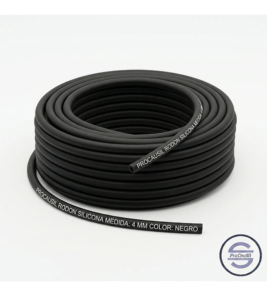 Rodon de Silicona Sección 4 mm Rollo 10 mts