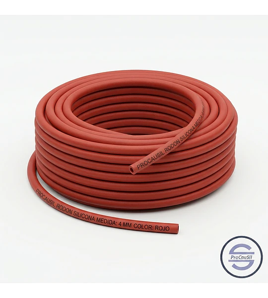 Rodon de Silicona Sección 4 mm Rollo 10 mts