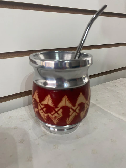 Mate forrado en cuero rojo - Zigzag