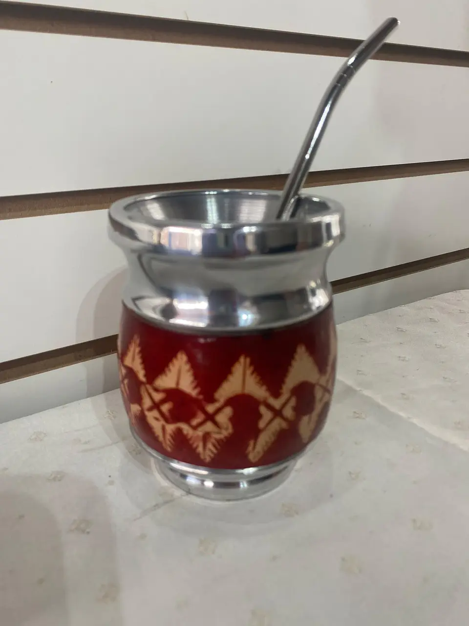 Mate forrado en cuero rojo - Zigzag 1