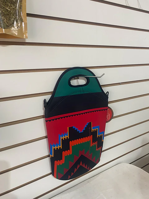 Bolso matero - Estampado andino verde y rojo