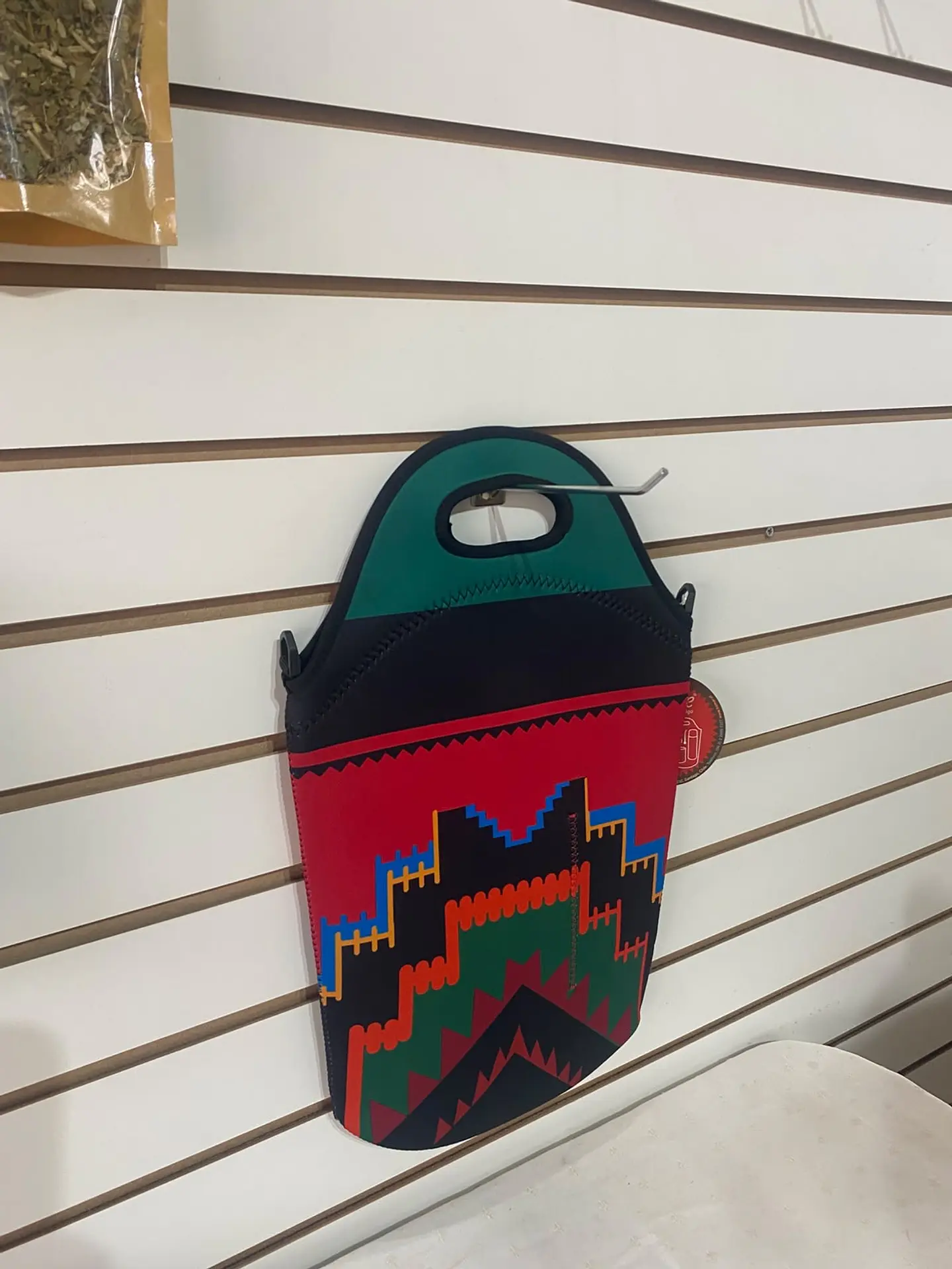 Bolso matero - Estampado andino verde y rojo 1