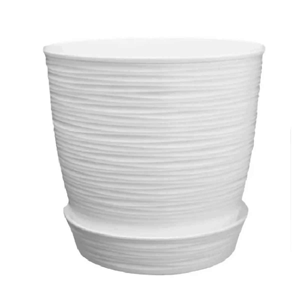 Maceta Redonda Prestige De Resina, Color Terracota, Diámetro 50cm, Altura 38cm, Capacidad 44 Litros, Diseño Festoneado