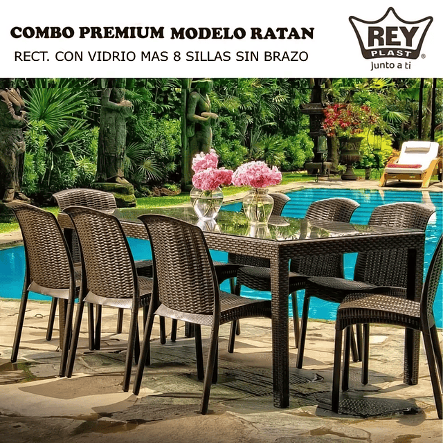 COMBO PREMIUM MODELO RATAN C/ SILLAS SIN BRAZO