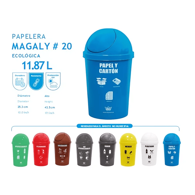 PAPELERA MAGALY # 20 C/ LOGO ECOLOGICO