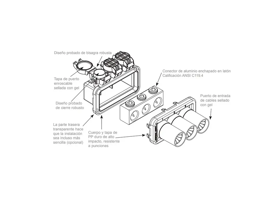 Conector Gelport Sumergible 4 Vias 12-350 AWG 2