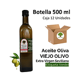 Caja (Pack) 12 Botellas de Aceite de Oliva Extra Virgen Viejo Olivo, Sevillana – 500 ml c/u