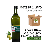 Caja (Pack) 6 Botellas de Aceite de Oliva Extra Virgen Viejo Olivo, Sevillana – 1 Litro c/u