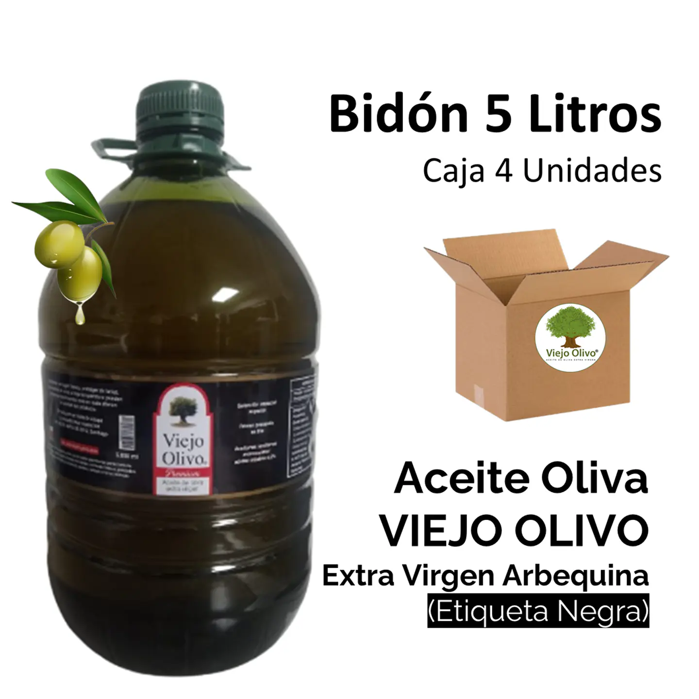Caja 4 Bidones x 5 Litros | Arbequina - Aceite de Oliva Extra-Virgen Viejo Olivo  1