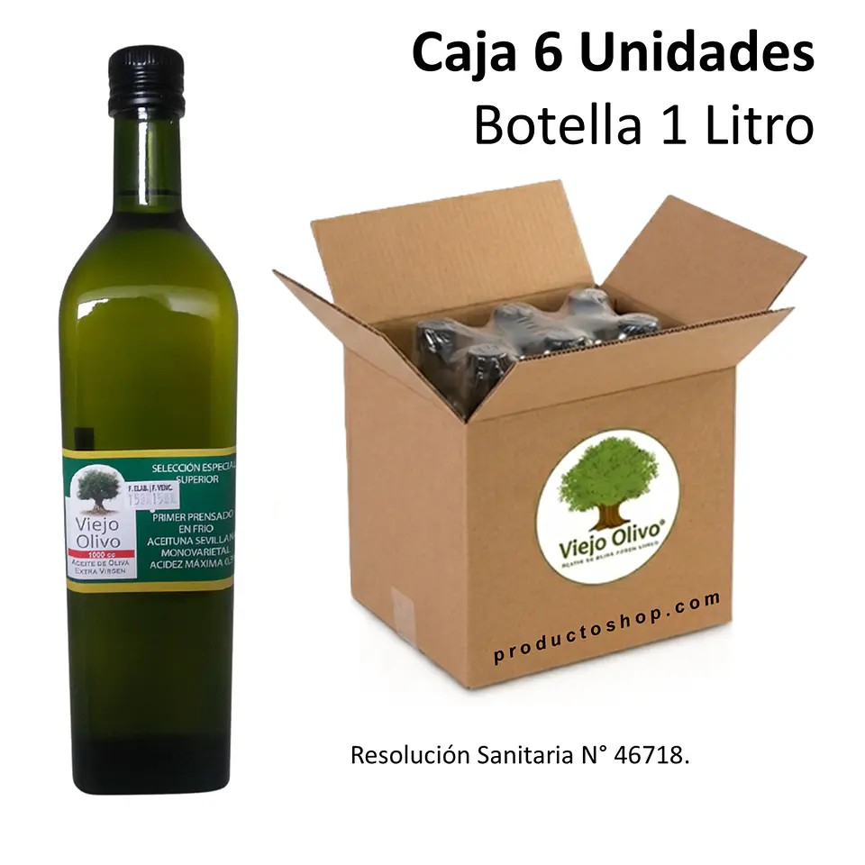 Aceite de Oliva Extra-Virgen Viejo Olivo de 1 Litro - Sevillana | Pack 6 Botellas 1